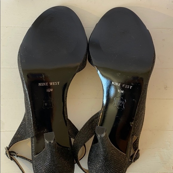 𝅺nine West Sz9.5 Black Sparkling Sling Back Heels - Picture 5 of 6